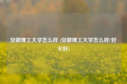 安徽理工大学怎么样 (安徽理工大学怎么样?好不好)