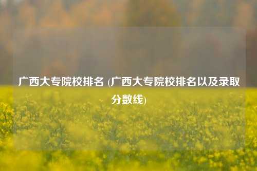 广西大专院校排名 (广西大专院校排名以及录取分数线)