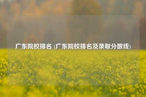 广东院校排名 (广东院校排名及录取分数线)