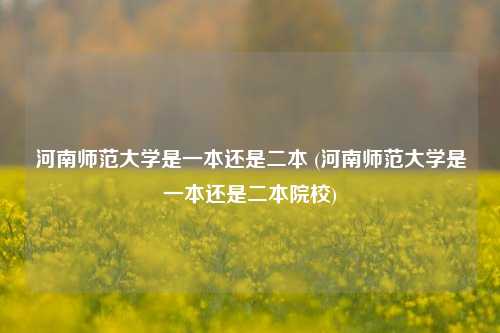河南师范大学是一本还是二本 (河南师范大学是一本还是二本院校)