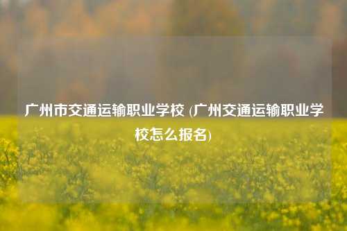 广州市交通运输职业学校 (广州交通运输职业学校怎么报名)