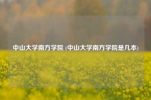 中山大学南方学院 (中山大学南方学院是几本)