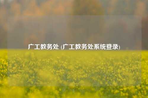 广工教务处 (广工教务处系统登录)