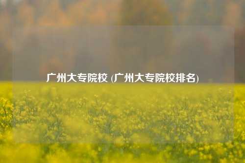 广州大专院校 (广州大专院校排名)