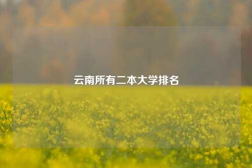 云南所有二本大学排名