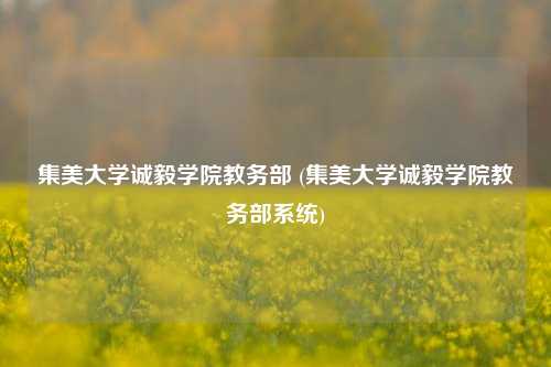 集美大学诚毅学院教务部 (集美大学诚毅学院教务部系统)