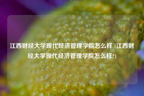 江西财经大学现代经济管理学院怎么样 (江西财经大学现代经济管理学院怎么样?)