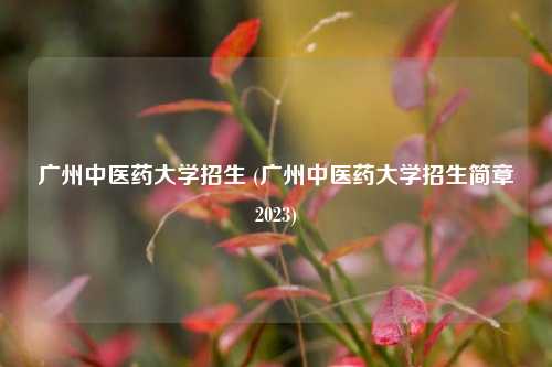 广州中医药大学招生 (广州中医药大学招生简章2023)