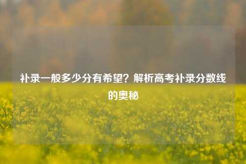 补录一般多少分有希望？解析高考补录分数线的奥秘