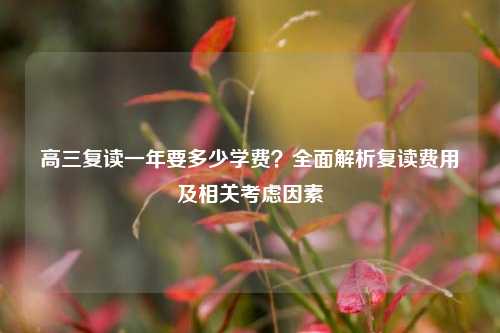 高三复读一年要多少学费？全面解析复读费用及相关考虑因素