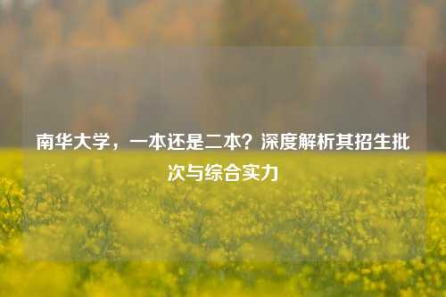 南华大学，一本还是二本？深度解析其招生批次与综合实力