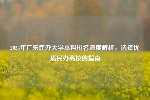 2024年广东民办大学本科排名深度解析，选择优质民办高校的指南