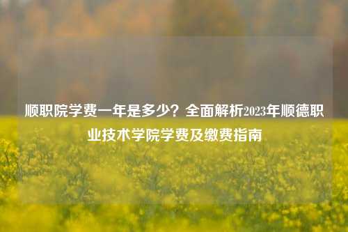 顺职院学费一年是多少？全面解析2023年顺德职业技术学院学费及缴费指南