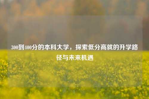 300到400分的本科大学，探索低分高就的升学路径与未来机遇