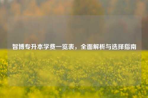 智博专升本学费一览表，全面解析与选择指南