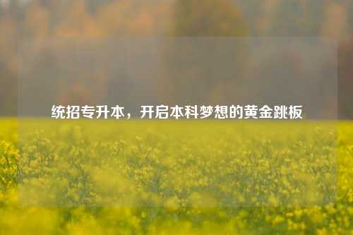 统招专升本，开启本科梦想的黄金跳板