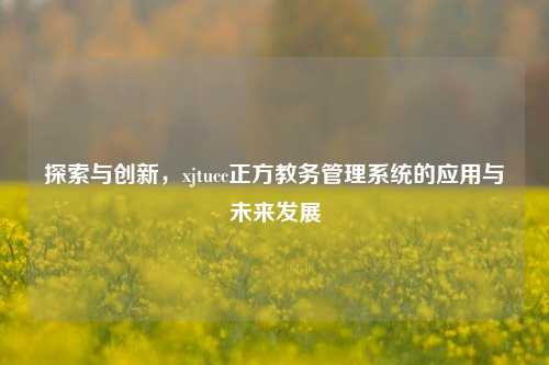 探索与创新，xjtucc正方教务管理系统的应用与未来发展