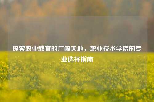 探索职业教育的广阔天地，职业技术学院的专业选择指南
