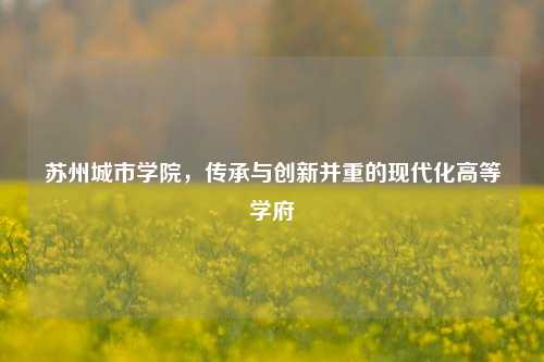 苏州城市学院，传承与创新并重的现代化高等学府