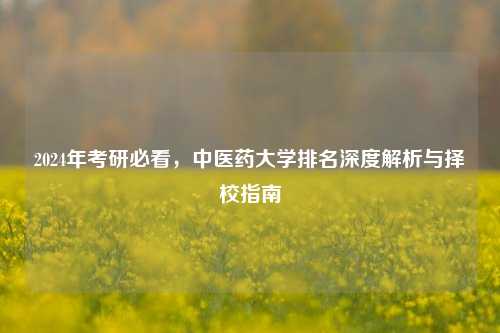 2024年考研必看，中医药大学排名深度解析与择校指南