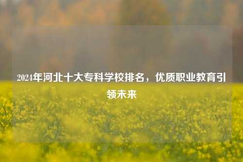 2024年河北十大专科学校排名，优质职业教育引领未来