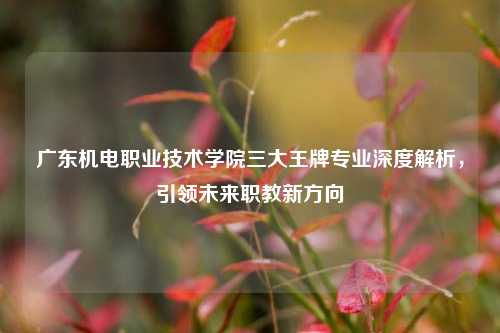 广东机电职业技术学院三大王牌专业深度解析，引领未来职教新方向