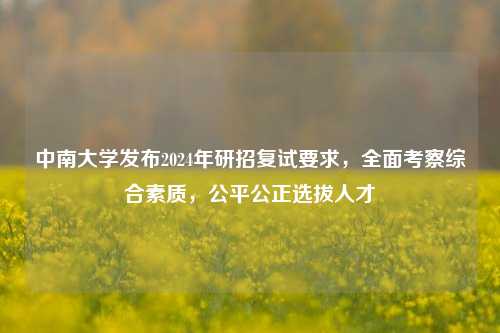中南大学发布2024年研招复试要求，全面考察综合素质，公平公正选拔人才