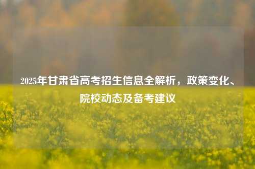 2025年甘肃省高考招生信息全解析，政策变化、院校动态及备考建议