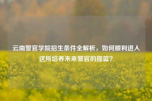 云南警官学院招生条件全解析，如何顺利进入这所培养未来警官的摇篮？