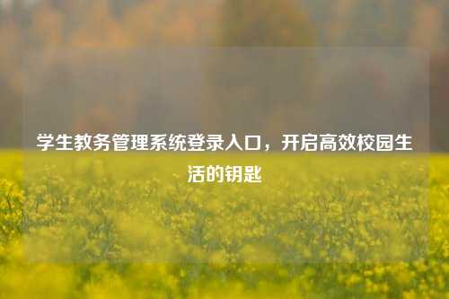 学生教务管理系统登录入口，开启高效校园生活的钥匙
