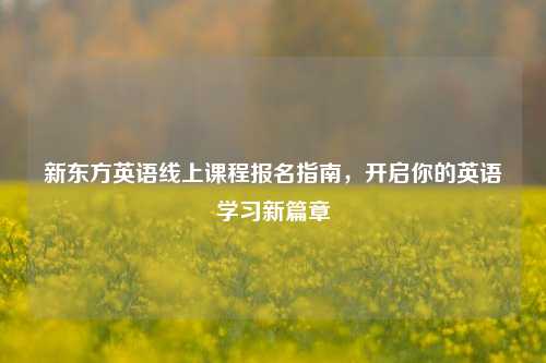 新东方英语线上课程报名指南，开启你的英语学习新篇章