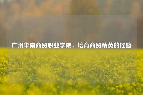 广州华南商贸职业学院，培育商贸精英的摇篮
