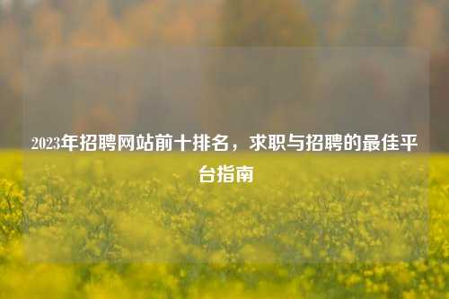 2023年招聘网站前十排名，求职与招聘的最佳平台指南