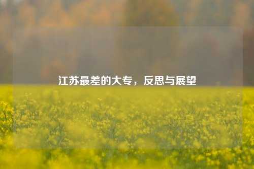 江苏最差的大专，反思与展望