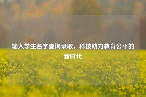 输入学生名字查询录取，科技助力教育公平的新时代
